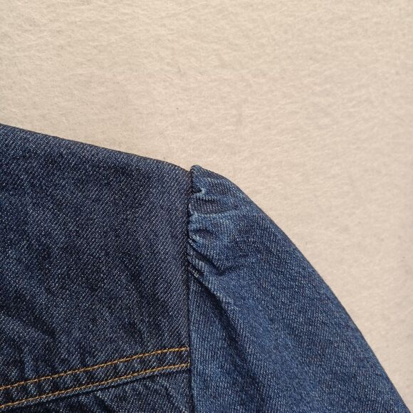 Small Size 14 Jean Jacket Lace Trim Button Up I.E Relaxed Dark Denim - Picture 10 of 10